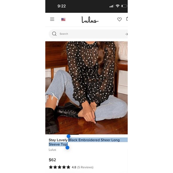 NWT Lulus Embroidered Sheer Long Sleeve Top Womens (M) Romantic Date Blouse $62 - Picture 13 of 13